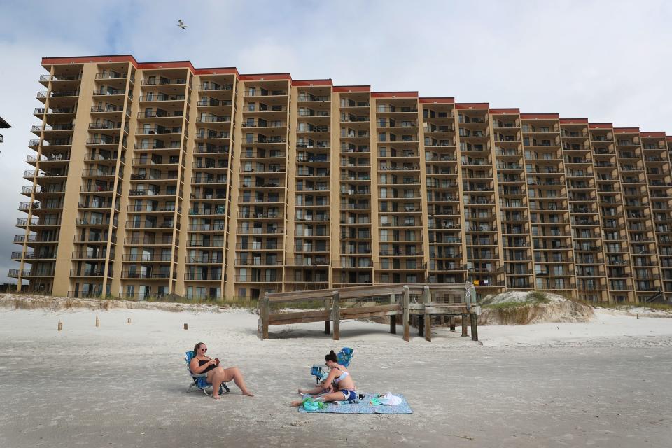 People enjoy the beach a day after Hurricane Sally passed through the area on September 17, 2020 in Orange Beach, Alabama.
