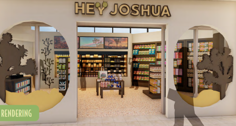 A rendering of Hey Joshua, a planned retail store at Palm Springs International Airport that is branded after Joshua Tree National Park.