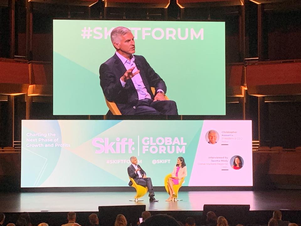 Christopher Nassetta, president and chief executive officer of Hilton, speaking at Skift Global Forum 2019 in New York City. (Photo: Stephanie Asymkos/Yahoo Finance)