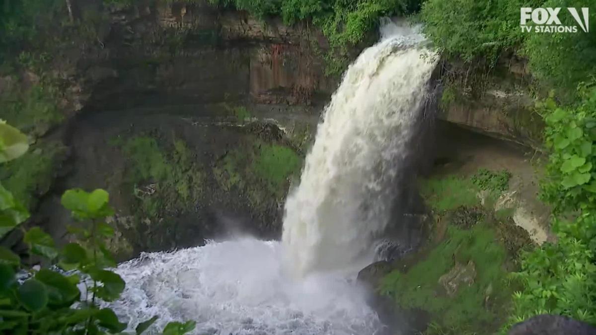 Minnehaha Falls are raging after heavy rain