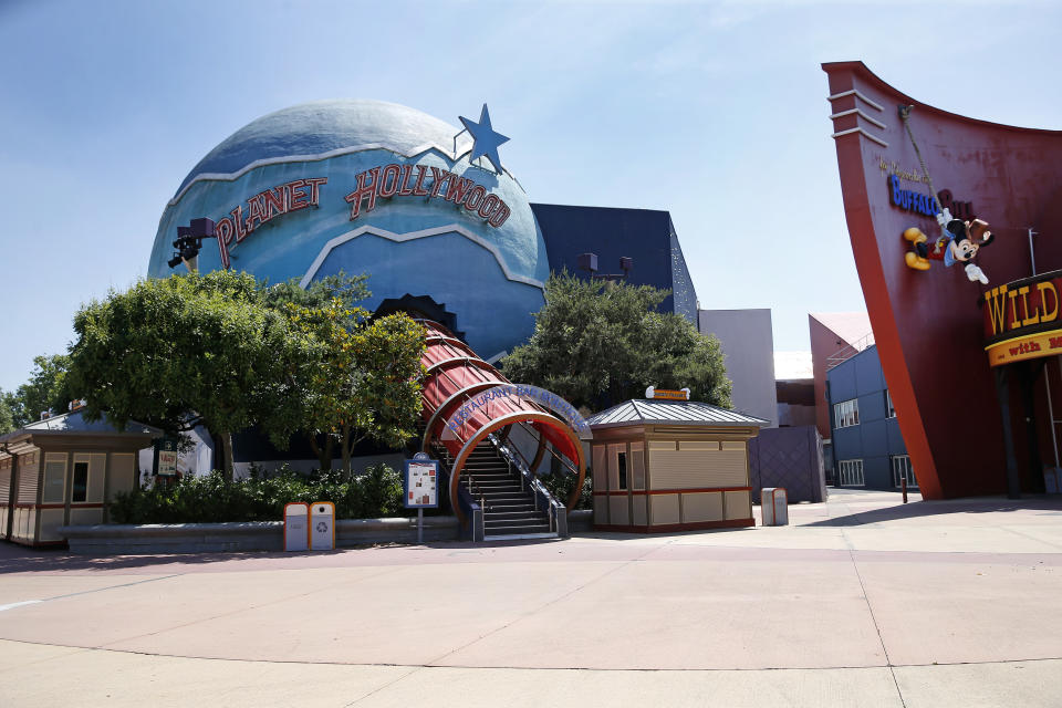 PARIS, FRANCE - MAY 28: A general view of the Disneyland Paris and Walt Disney studio parks closed due to the Coronavirus epidemic on May 28, 2020 in Paris, France. The Disneyland Paris and Walt Disney studio parks have been closed since mid-March due to the coronavirus epidemic. With a number of visitors per day around 27,000 people, the two Disneyland Paris and Walt Disney Studio parks are by far the leading tourist destination in Europe. Reservations are possible from July 15 but with no certainty that the park will be open on that date. (Photo by Chesnot/Getty Images)