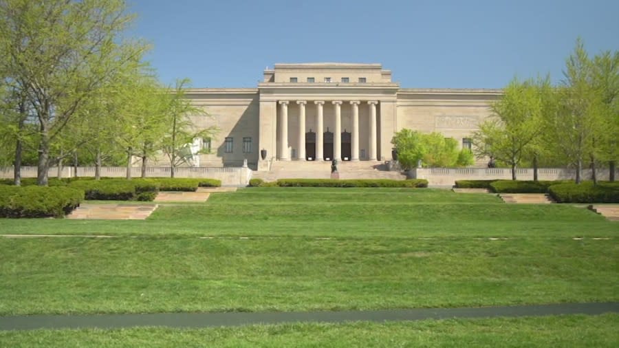 A photo of the Nelson-Atkins Museum of Art in Kansas City, Missouri.