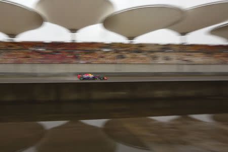 Red Bull Formula One driver Sebastian Vettel of Germany drives during the third practice session of the Chinese F1 Grand Prix at the Shanghai International circuit, April 19, 2014. REUTERS/Aly Song