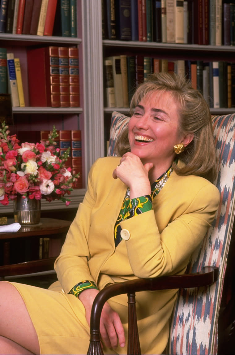 Hillary Clinton looking mellow in yellow on April 20, 1993