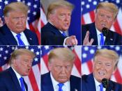 A combination of pictures of Donald Trump from election night on November 4, 2020 (AFP/MANDEL NGAN)