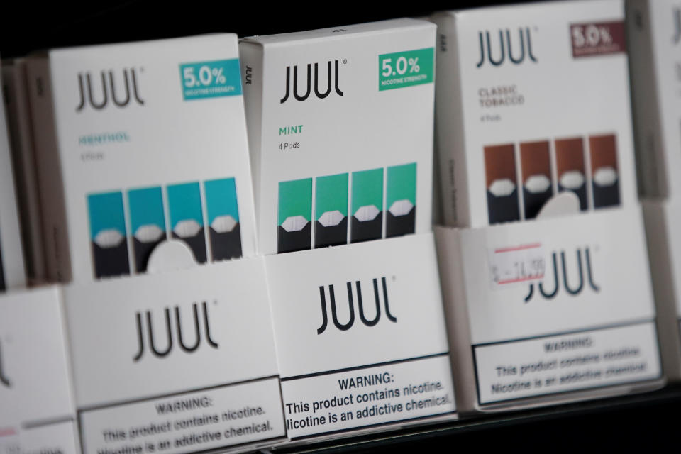 Juul brand vape cartridges are pictured for sale at a shop in Atlanta, Georgia, U.S., September 26, 2019. Picture taken September 26, 2019. REUTERS/Elijah Nouvelage