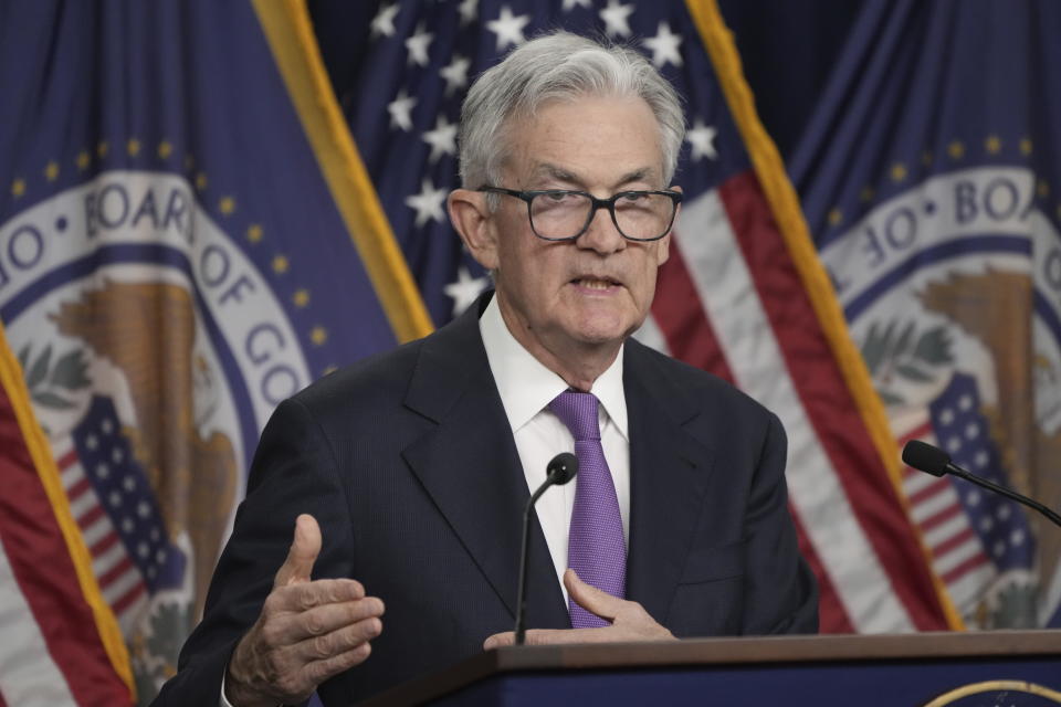 Federal Reserve Chairman Jerome Powell speaks during a news conference following the Federal Open Market Committee meeting, Wednesday, Sept. 20, 2023, in Washington. (AP Photo/Jacquelyn Martin)