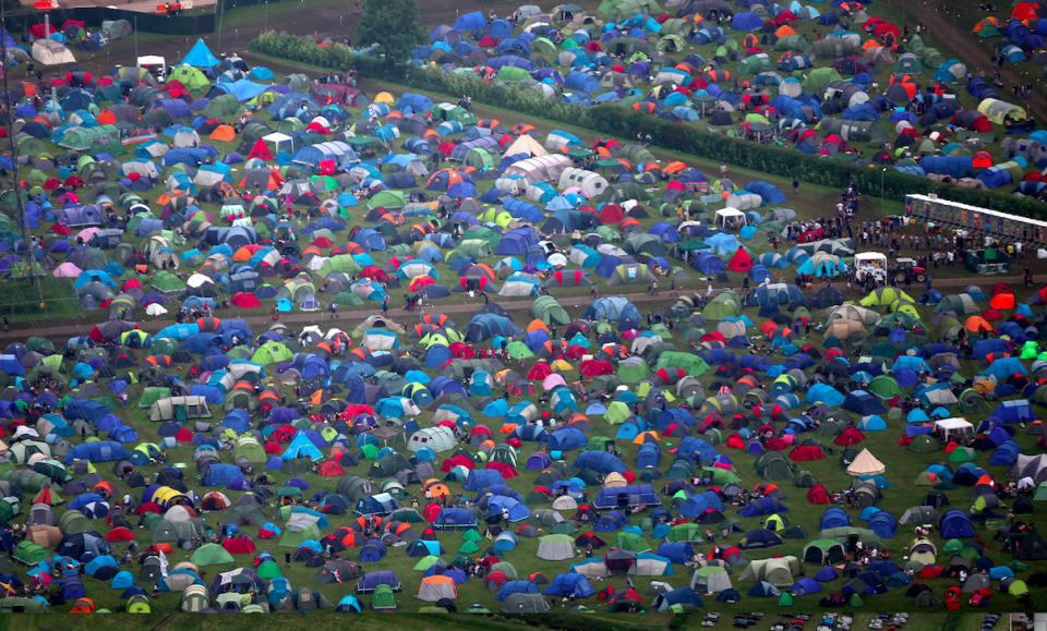 Tents in all shapes and sizes can be seen on the site. (SWNS)