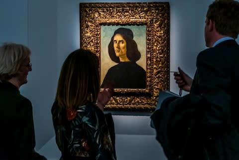 Botticelli's depiction of the Greek-born poet and soldier Michele Marullo Tarcaniota (1453-1500) is being offered for sale by the London dealership Trinity Fine Art at Regents Park Frieze Masters, London - Credit: Rex