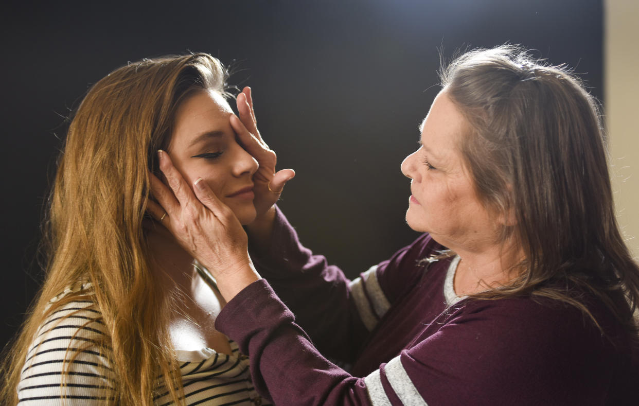 Connie Parke now has 20/20 vision after an operation to remove cataracts, pictured with her granddaughter.  (SWNS)