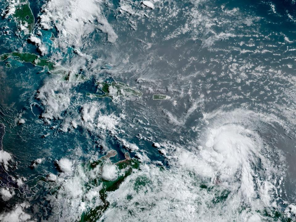 A satellite image of Hurricane Elsa