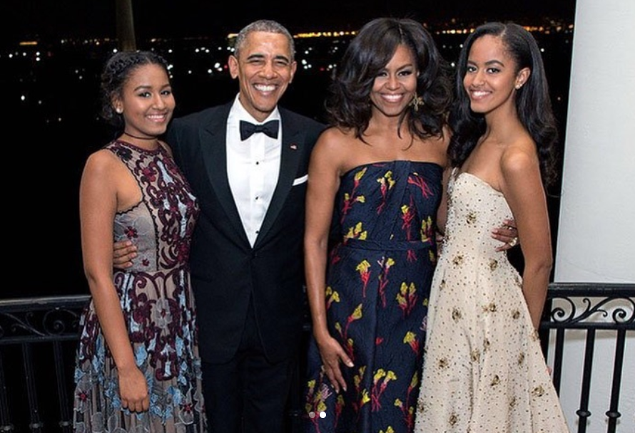 From left: Sasha, Barack, Michelle and Malia Obama.