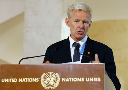 U.N. Special Advisor for Syria Jan Egeland attends a news conference at the United Nations in Geneva, Switzerland, August 17, 2017. REUTERS/Denis Balibouse
