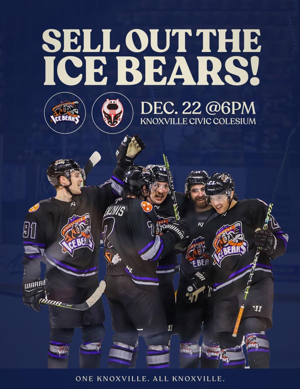 In a show of sportsmanship, One Knoxville SC and the Smokies are rallying their fans to support the Ice Bears at their Dec. 22 game.