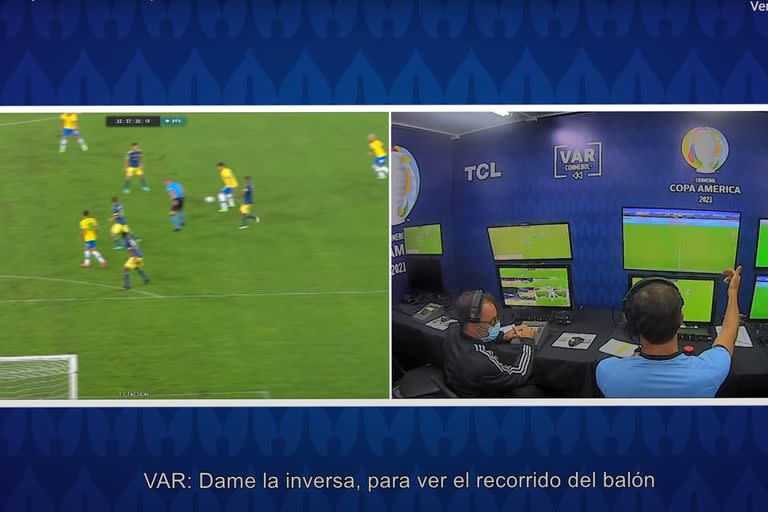 Las imágenes de la revisión de VAR que difundió la Conmebol en el polémico arbitraje de Néstor Pitana en Brasil-Colombia