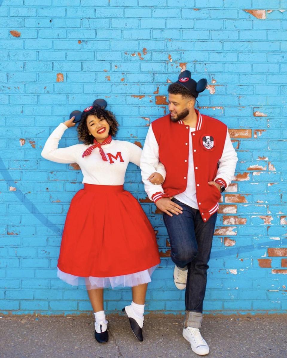 <p>Swing right into the 50s with this adorable getup. You'll wear a petticoat skirt, he'll wear a vintage varsity jacket and you'll both wear your favorite pair of Mickey Mouse ears. </p><p><a class="link " href="https://www.amazon.com/Disney-Mickey-Costume-Headband-elope/dp/B0030J2IOE/ref=sr_1_37?tag=syn-yahoo-20&ascsubtag=%5Bartid%7C10055.g.2625%5Bsrc%7Cyahoo-us" rel="nofollow noopener" target="_blank" data-ylk="slk:SHOP MOUSE EARS;elm:context_link;itc:0;sec:content-canvas">SHOP MOUSE EARS </a></p><p><a href="https://www.colormecourtney.com/duo-halloween-costumes/" rel="nofollow noopener" target="_blank" data-ylk="slk:Get the tutorial at Color Me Courtney »;elm:context_link;itc:0;sec:content-canvas" class="link "><em>Get the tutorial at Color Me Courtney »</em></a><br></p>