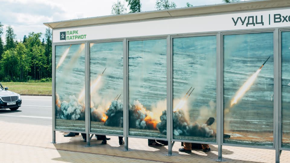 Fairgoers wait for a shuttle to a live demonstration site during the 2019 Army military expo held in Alabino, Russia. - Nikita Teryoshin