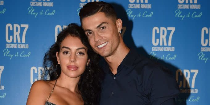 turin, italy   september 12 cristiano ronaldo and georgina rodriguez celebrate the launch of new cr7 play it cool with friends and family on september 12, 2019 in turin, italy photo by tullio m pugliagetty images for cr7 play it cool