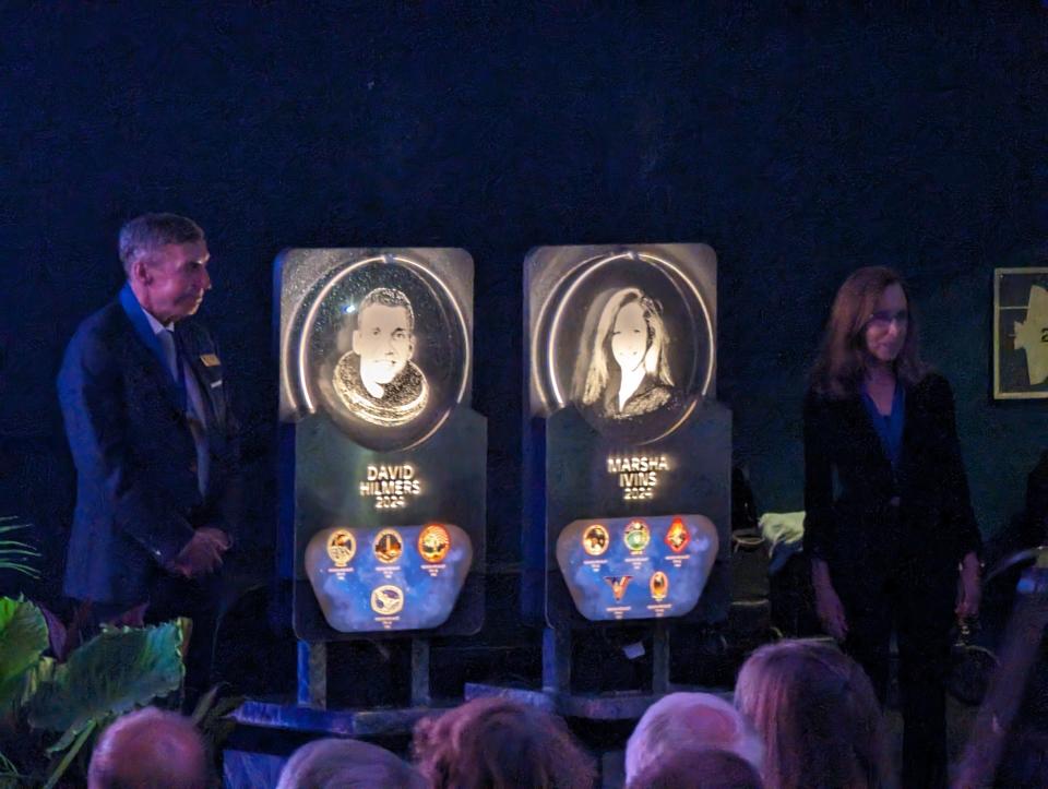 Marsha Ivins and David Hilmers were inducted into the Astronaut Hall of Fame on Saturday, June 1.