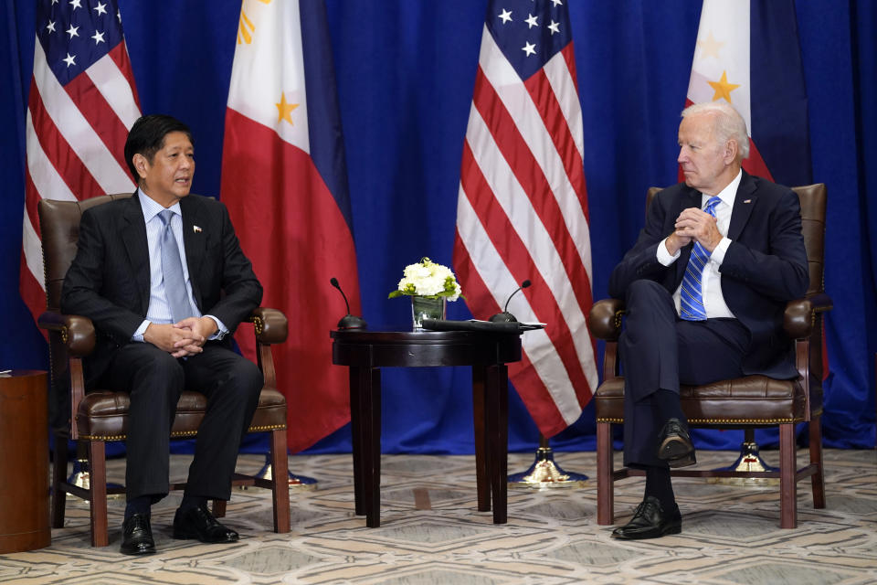 President Joe Biden meets with Philippine President Ferdinand Marcos Jr., Thursday, Sept. 22, 2022, in New York. (AP Photo/Evan Vucci)