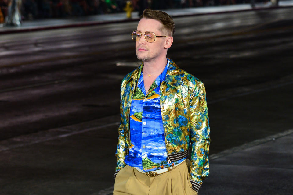 HOLLYWOOD, LOS ANGELES, CALIFORNIA, USA - NOVEMBER 02: Actor Macaulay Culkin walks the runway at the Gucci Love Parade on the Hollywood Walk of Fame on Hollywood Boulevard outside the TCL Chinese Theatre IMAX on November 2, 2021 in Hollywood, Los Angeles, California, United States. (Photo by Image Press Agency/Sipa USA)