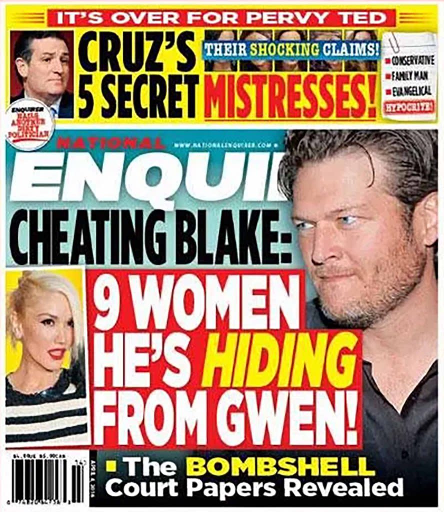 Jurors were shown covers of the National Enquirer featuring negative stories on Ted Cruz and Ben Carson. National Enquirer