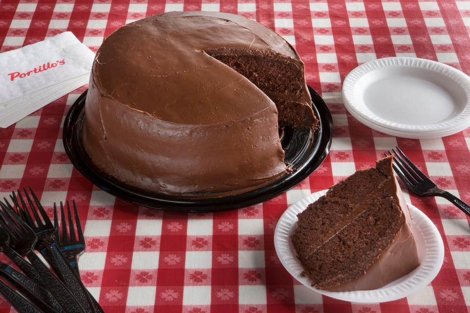 Chocolate cake and slice at Portillo's.