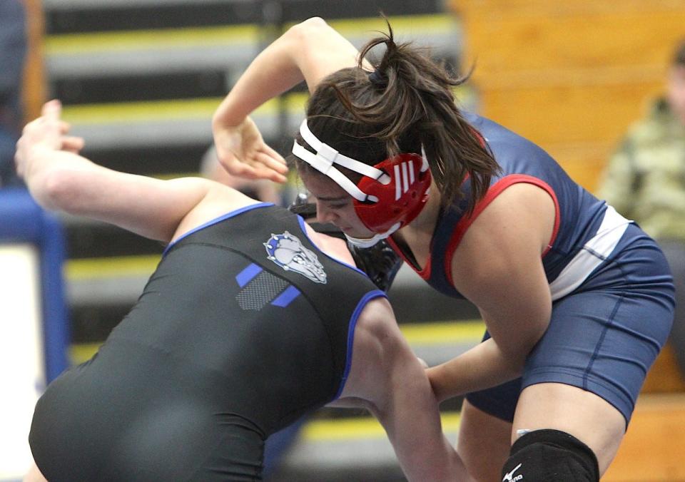 BNL senior Alessia Agostini grapples with a foe from Columbus North in a recent match.