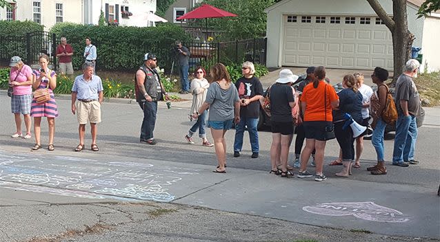 The streets were inundated with chalk and floral tributes to the Australian national. Source: Twitter