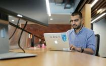 An employee works inside the office of ride-hailing service Uber in Gurugram, previously known as Gurgaon, New Delhi, April 19, 2016. REUTERS/Anindito Mukherjee