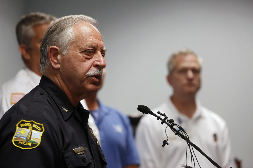 Virginia Beach Chief of Police James Cervera speaks during a press conference about a shooting that left eleven dead and six injured at the Virginia Beach Municipal Center on May 31, 2019 in Virginia Beach, Va. (Photo: Kaitlin McKeown/The Virginian-Pilot via AP)