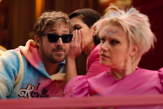 <p>Jimmy Kimmel Live/YouTube</p> Ryan Gosling, America Ferrera and Kate McKinnon reprise their <em>Barbie</em> roles in an Oscars promo on <em>Jimmy Kimmel Live!</em> Feb. 12, 2024