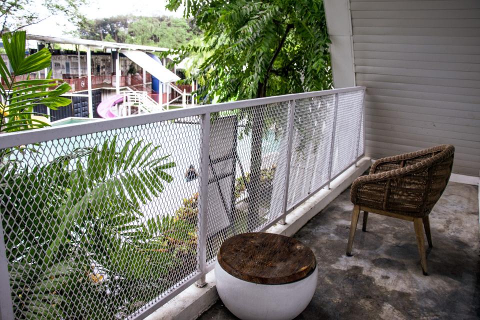 Balcony overlooking the pool.