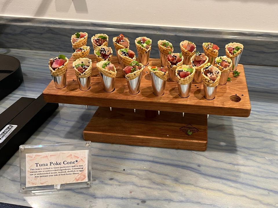 poke tuna cones at the beach club lounge in disney world