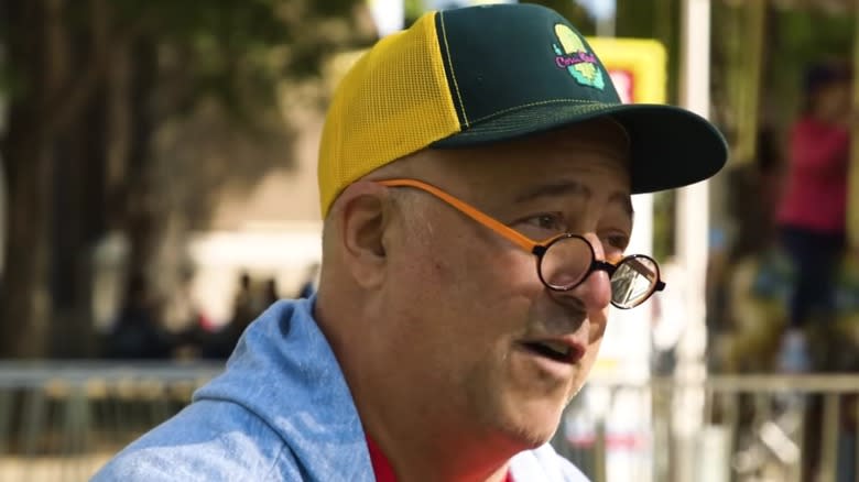 Andrew Zimmern with a hat