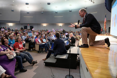 U.S. Representative Ted Yoho (R-FL) answers a question during a town hall meeting in Gainesville, Florida, U.S., April 10, 2017. REUTERS/Phelan Ebenhack