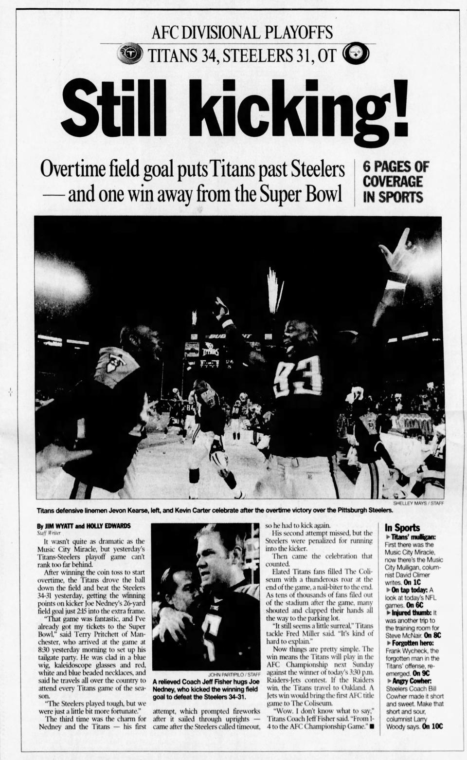 Jan. 11, 2003: The AFC Divisional Round Game - Tennessee Titans 34, Pittsburgh Steelers 31