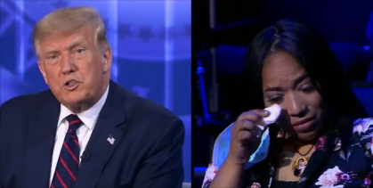 Trump mistakenly tells weeping voter her mother died of coronavirus, not cancer (Twitter / ABC News)