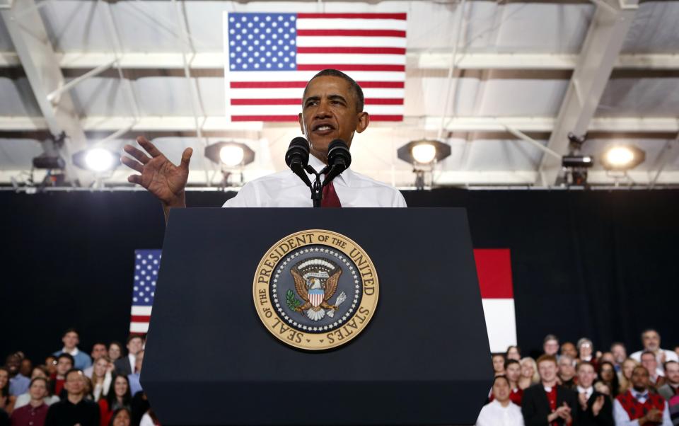 U.S. President Barack Obama speaks at North Carolina State University in Raleigh