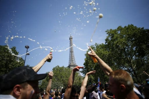 France supporters began revelling in Paris hours ahead of the match, with the Eiffel Tower fanzone opening four hours before kickoff