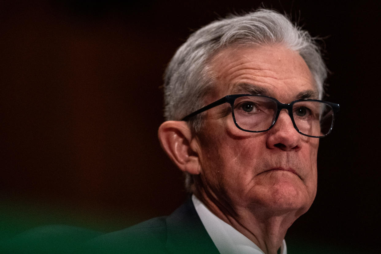 WASHINGTON, DC - MARCH 7: Federal Reserve Bank Chairman Jerome Powell prepares to testify before the Senate Banking, Housing and Urban Affairs Committee on Capitol Hillon March, 7 2024 in Washington, DC. Powell testified during a hearing titled 