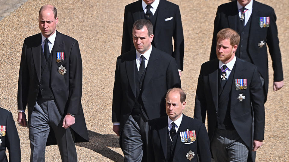 Prince Harry's 'frosty reception' from his family during Prince Philip's funeral may stop him returning for Princess Diana's statue unveiling. Photo: Getty