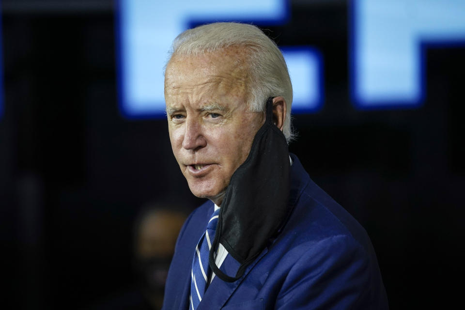 Joe Biden speaks about economic recovery during a campaign event at Colonial Early Education Program at the Colwyck Center on July 21, 2020 in New Castle, Delaware. (Drew Angerer/Getty Images) 