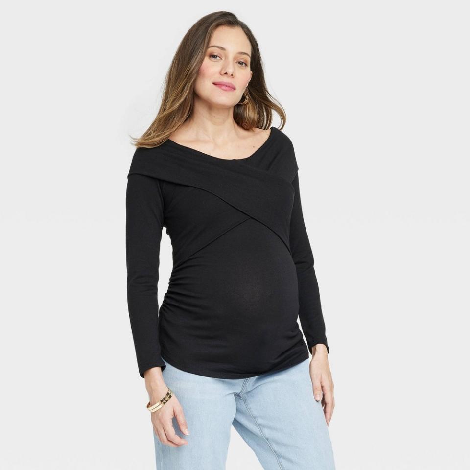 <p><a href="https://go.redirectingat.com?id=74968X1596630&url=https%3A%2F%2Fwww.target.com%2Fp%2Flong-sleeve-over-the-shoulder-cross-front-maternity-top-isabel-maternity-by-ingrid-38-isabel-8482-black-xl%2F-%2FA-87361200&sref=https%3A%2F%2Fwww.cosmopolitan.com%2Fstyle-beauty%2Ffashion%2Fg45629756%2Ftarget-maternity-clothes%2F" rel="nofollow noopener" target="_blank" data-ylk="slk:Shop Now;elm:context_link;itc:0;sec:content-canvas" class="link ">Shop Now</a></p><p>Cross Front Top </p><p>target.com</p><p>$30.00</p><span class="copyright">Isabel Maternity by Ingrid & Isabel</span>