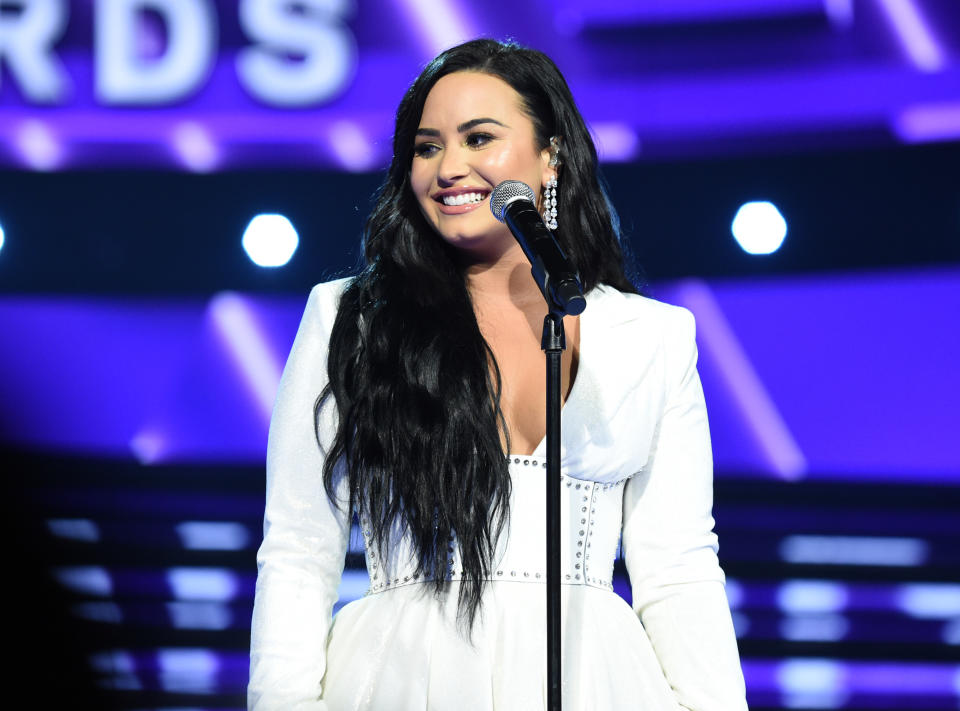 Demi Lovato pictured at the Grammys in January 