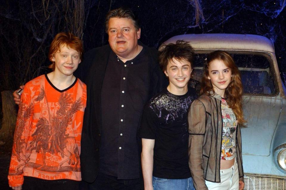 The stars of Harry Potter and the Chamber of Secrets, from left to right; Rupert Grint, Robbie Coltrane, Daniel Radcliffe, Emma Watson (Yui Mok/PA) (PA Archive)