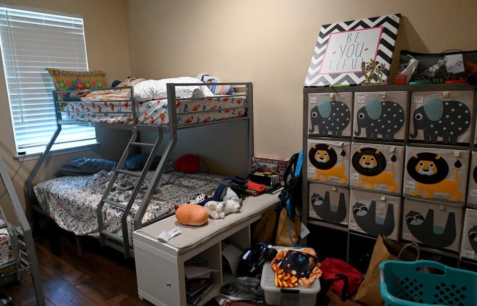 The large bedrooms in Mindy and Roy’s home on the Manasota campus have plenty of room for children’s belongings. Two of the large bedrooms have two bunk beds in them and attached bathrooms.