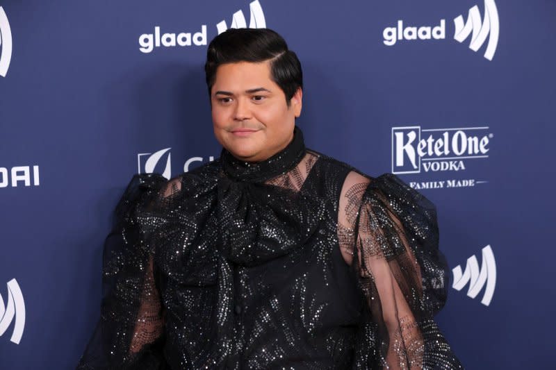 Harvey Guillén attends the 34th annual GLAAD Media Awards ceremony at the Beverly Hilton Hotel in California on March 30, 2023. The actor turns 34 on May 3. File Photo by Greg Grudt/UPI