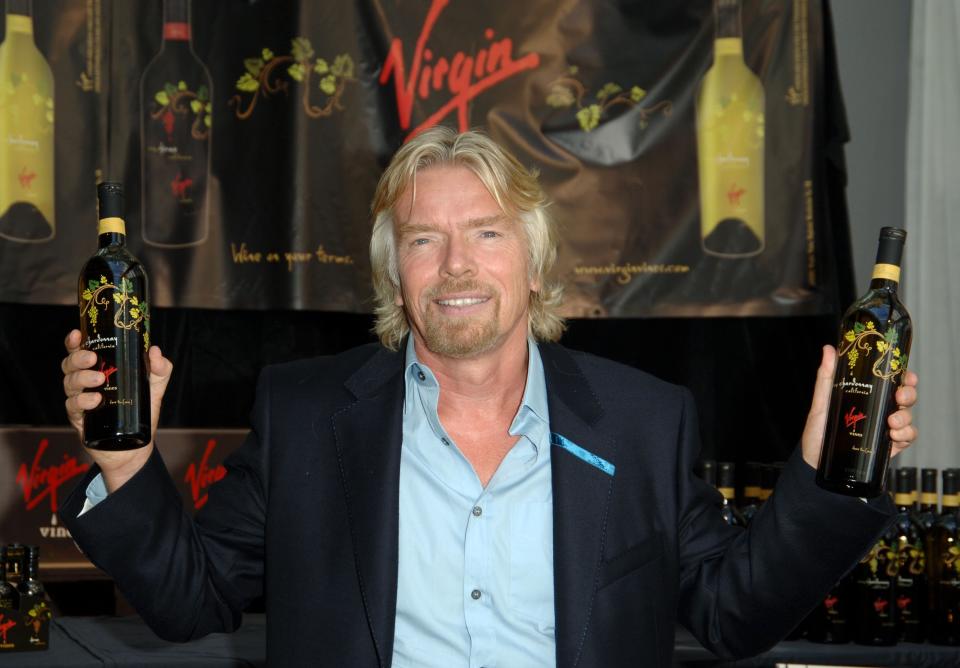 Richard Branson holds a press conference to introduce "VIRGIN WINES" 