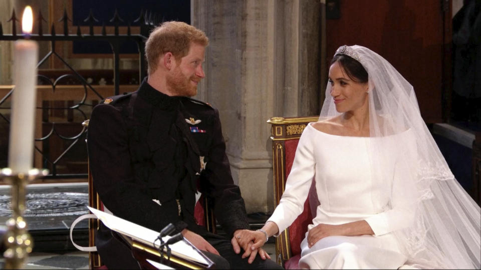 <p>Now that they’re married, they’re no longer Harry and Meghan, but the Duke and Duchess of Sussex.(Photo: Getty) </p>